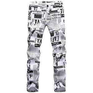Korean Style <strong>Men</strong> <strong>Jeans</strong> Causal 3D Letter <strong>Printing</strong> Design Young Man <strong>Jeans</strong> Fashion Slim Male Denim Pants - Product Image 3