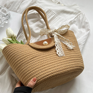 New <b>straw</b> <b>woven</b> <b>bag</b>, stylish and versatile vacation shoulder <b>bag</b> with large capacity. - Product Image 3