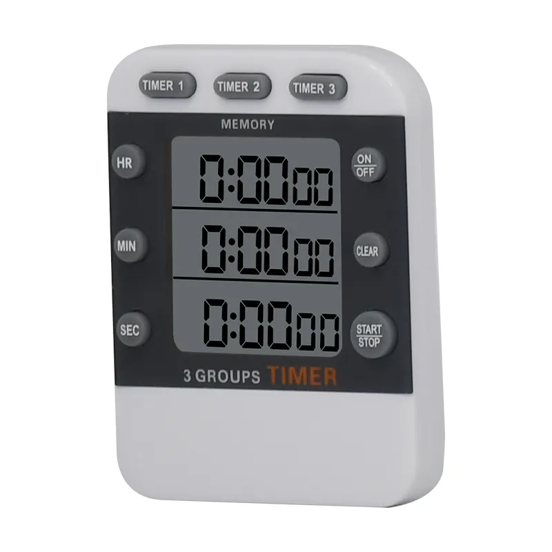 Timer digitale a 3 canali da cucina LCD conta su e giù orologio con memoria timer da 100 ore per cucinare