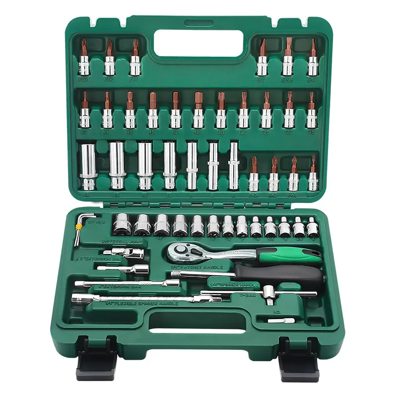JZD Home Household Hand Tool Box Ratchet Wrench Tool Set Car Repair Plastic Tool Box Kit