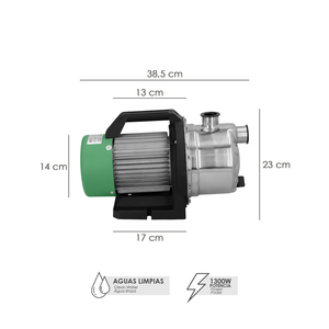 Bomba de Agua Superficial, Acero Inoxidable, 1300 Watts, 5000 Litros/Hora, Agua Limpia - Product Image 3
