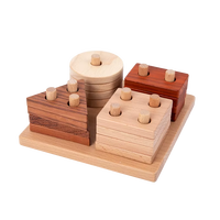 Jouet d'empilage de formes géométriques éducatif Montessori Kidpik, aides pédagogiques, modèles 3D, puzzle, blocs de construction, couleur bois naturel