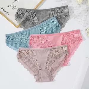 High Quality Ladies Lingerie-Sexy Lace Floral Briefs Spandex Cotton M-XL Underpants with Low-Rise Design Women's Underwear