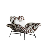 Fauteuil inclinable moderne Cupid monoplace en cuir avec revêtement en fourrure de lapin, style de luxe léger, pour salon et hôtel