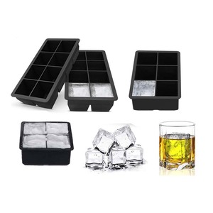 Moules à glaçons en silicone sans BPA, réutilisables, 4, 6 ou 8 grilles, pour grands glaçons, avec couvercles, écologiques, grands bacs à glaçons carrés - Product Image 1