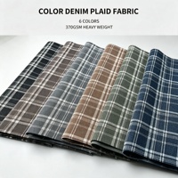 Tissu denim sergé imprimé à carreaux de 13 oz, poids moyen, pour vêtements et accessoires, vente en gros