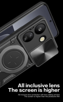 Support de voiture magnétique Camshield avec coque en TPU à rotation 360°, antichoc et béquille pour Redmi 13C 4G