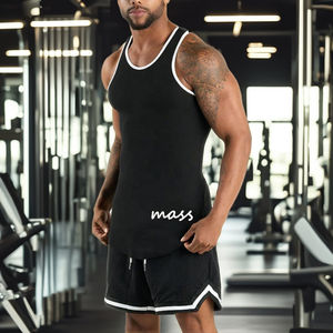 ملابس تدليك عالية الجودة للرجال عضلات مضلعة قمم للدبابات مخصصة بالجملة أسود صالة ألعاب رياضية سترينجر تانك توب الرجال سترة - Product Image 1