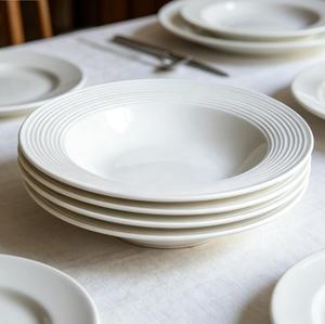 French Simple <b>Ceramic</b> Dinnerware Set Wholesale Pure Color Porcelain Straw Hat <b>Plates</b> and Bowls Set - Product Image 2
