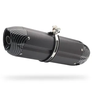 REALZION Moto Modifica Tubo Di Scarico In Acciaio Inox Diavolo Lungo Imitazione In Fibra di Carbonio Per Kawasaki Universale