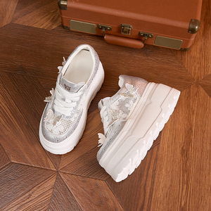 Zapatillas Deportivas Blancas de Malla Transpirable para Mujer, Verano 2026, Plataforma de 10CM, Suela Gruesa, Tacón Integrado, Estilo Casual y Deportivo, de Caña Baja - Product Image 6