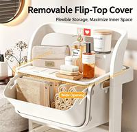 Panier de rangement empilable à couvercle et poignée, le plus vendu, organisateur domestique pour salle de bain, cuisine et articles divers