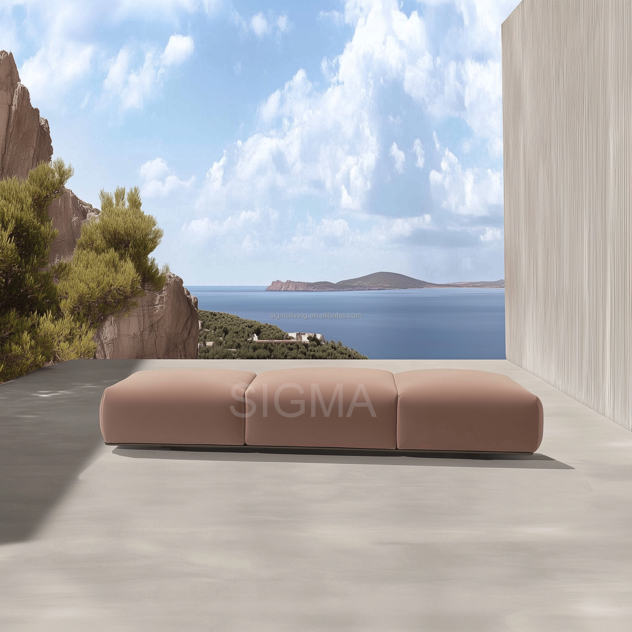 Luxury Patio Furniture Outdoor Fabric Sofa Hotel Villa Leisure Single Garden Metal Frame Sofa