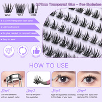 Extensions de cils synthétiques auto-adhésives sans colle, style européen et américain, naturelles et segmentées, pour l'exportation transfrontalière