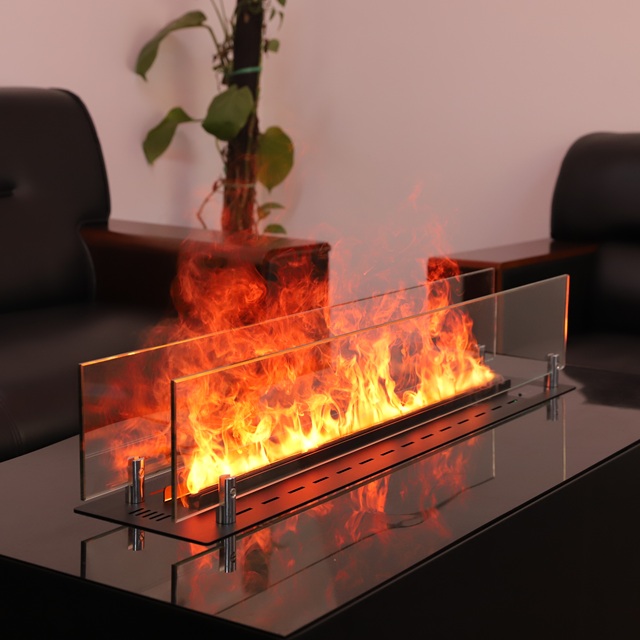 PANSEE WiFi-enabled Insertable European Design Indoor Steam Fireplace with Remote Control Easy Installation for Hotel Villa Use