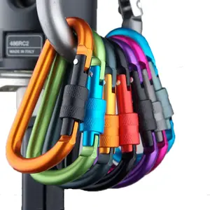 Bulk D Ring Clasp Hanging Aluminum Custom Carabiner Clip And Hook Climbing Buckle With Lanyard Strap