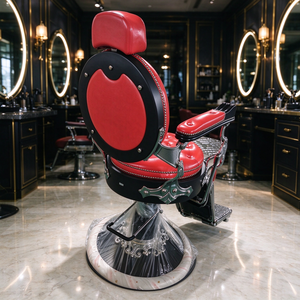 Vintage Red Tufted <b>Barber</b> Chair and Shampoo Chair <b>Set</b> Luxury Hydraulic Reclining <b>Barber</b> Chair with Black Ceramic Bowl Shampoo Ch - Product Image 3