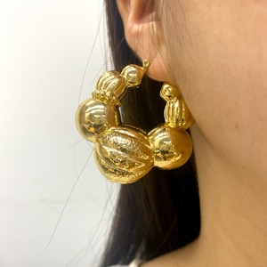 Pendientes de Aro Chapados en Oro de 18k con Bola de Cobre de Alta Calidad, Gran Venta en África, para Mujer - Product Image 5