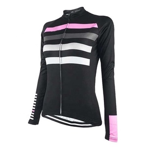 Maillot de cyclisme personnalisé pour femmes, thermique, automne-hiver, manches longues, anti-UV, séchage rapide, fermeture éclair intégrale, poche arrière - Product Image 3