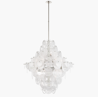 Lustre suspendu décoratif de luxe nordique pour villa, style simple, verre soufflé blanc Murano, lustres transparents