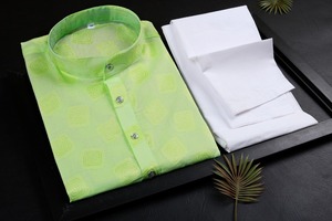 Vêtements décontractés pour fête de mariage Kurta simple et traditionnelle en pur coton pour hommes avec pyjama Fournisseur de meilleure qualité au prix de gros - Product Image 5