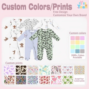 Combinaison Bébé à Fermeture Éclair et Pieds Intégrés, Manches Longues, Motifs Variés, Vente en Gros, Ensemble de Vêtements pour Nouveau-né - Product Image 3