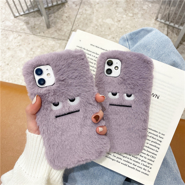 Women Girls Cute Funny Fur Fluffy Cover Soft Plush Phone Case for iphone 14 13 12 11 Pro MAX Mini X XS XR 7 8 Plus