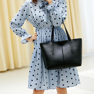 Túi xách nữ thời trang cao cấp thiết kế mới 2021, chất liệu da PU, dung tích lớn, màu đen, bán buôn - Product Image 6