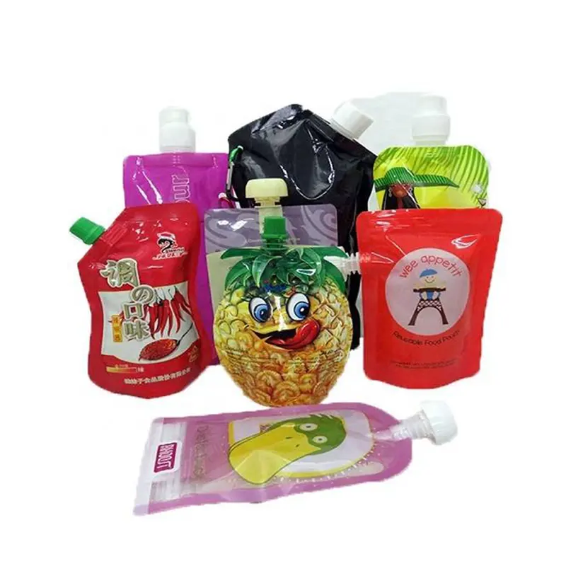 Многоразовые Пакеты для упаковки жидких пищевых напитков премиум-класса, пластиковые стоячие пакеты для заполнения сока с соломинкой