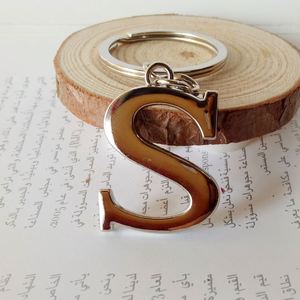 Porte-clés en métal DIY avec lettres A-Z, couleur argent, pour clés de voiture, cadeau pour femme, 26 lettres, porte-clés pour fête - Product Image 3