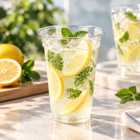 Gobelets compostables en PLA pour boissons froides avec couvercles 9oz, certifiés BPI, transparents, jetables, pour dégustation de jus, vente en gros