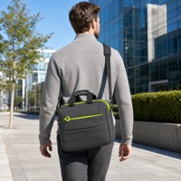 Sac à bandoulière pour ordinateur portable avec logo personnalisé, sac messager avec bandoulière réglable et poches zippées sur le devant pour les voyages d'affaires