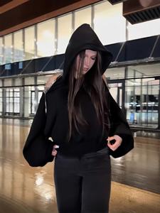 Sudadera de Moda Urbana para Mujer, Diseño Nuevo, Sexy, con Espalda Descubierta, Hombros Descubiertos y Malla, al por Mayor - Product Image 3