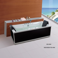 Baignoire rectangulaire en acrylique avec fonction de trempage et éclairage LED au fond, pour usage hôtelier, avec lecteur DVD MG-905T