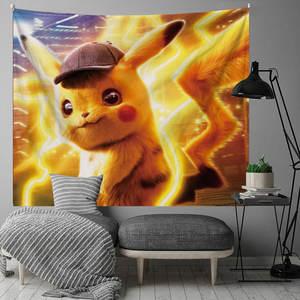 Permadani dinding lucu kartun seri Pikachu kepribadian Jepang untuk kamar tidur kualitas tinggi penjualan laris permadani lucu - Product Image 5