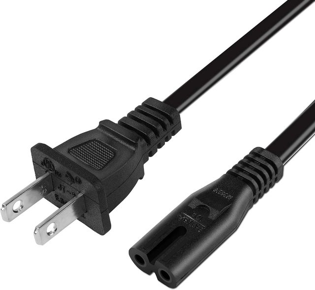 US 2pin to C7 Figure 8 AC Plug Power Extension Cable for Cameras,audio TV Monitor Charing, 1.8m/6ft AC