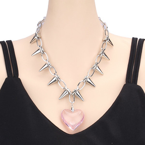 Collar con colgante en forma de corazón de aleación de zinc, joyería de moda para fiestas, diseño retro para mujer - Product Image 3