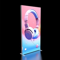 Boîte à lumière LED droite portable pour salon professionnel, 80 lumières, toile tendue LED, support en tube d'aluminium, bannière d'affichage, boîte à lumière LED personnalisée
