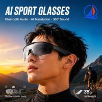 Lunettes de sport AI OEM 35g avec vision à 360° °   Lunettes de cyclisme photochromiques polarisées avec traduction audio en temps réel pour la vente en gros
