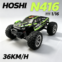 HOSHI Camion monstre RC 4x4 tout-terrain haute vitesse à 4 canaux, échelle 1/16, N416, télécommande 100m, 36KM/H, chargeur, batterie 7.4V