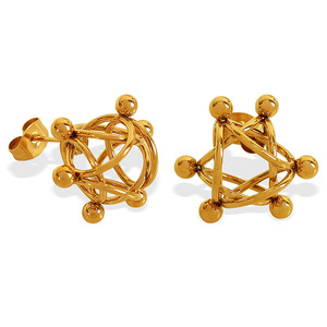Geometric Molecular Structure <b>Stud</b> Earrings Gold <b>Silver</b> Hollow Sphere Design Women's Jewelry Party Fashion Accessory - Product Image 5