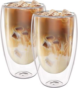 Gobelet en verre à double paroi transparent de 450 ml (15 oz) pour café, latte, cappuccino, jus, sans poignée, vente en gros - Product Image 1
