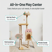 Arbre à chat en bois multi-niveaux de luxe et durable avec poteaux à gratter en sisal, maisonnette et perchoir pour grands chats d'intérieur et chatons
