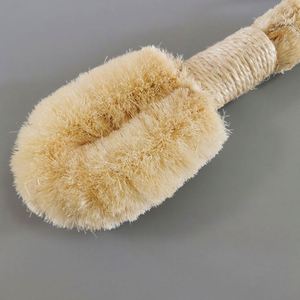 Natural Wood Handle <b>Bath</b> Cleaning Brush with Rope Wrapped Grip Soft Bristle Body Brush for Exfoliation - Product Image 5
