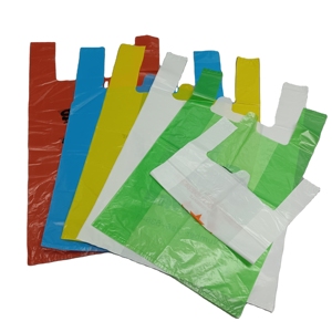 Bolsa de HDPE Micro-pak Ecológica, Hecha con Materiales Reciclados, para Supermercados y Restaurantes, Bolsa Personalizada Tipo Camiseta con Asa, Personalizable - Product Image 1