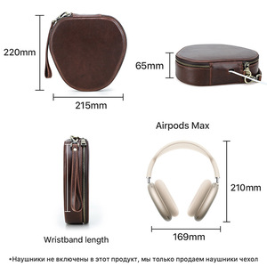 Housse en <span class=keywords><strong>cuir</strong></span> véritable de luxe faite à la main Crazy Horse Texture pour Apple <span class=keywords><strong>Airpods</strong></span> Max casque écouteur étui de protection - Product Image 5