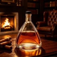 Bouteille personnalisée de 30 ml en verre bleu en forme de diamant avec bouchon en liège pour whisky, vodka, brandy, gin, rhum, tequila, liqueur et spiritueux