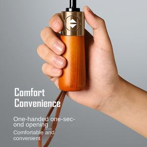 Paraguas Plegable Automático de Tres Pliegues con 16 Varillas, Doble Estructura y Mango de Madera, para Hombre, de Negocios, Talla Grande, Regalo Publicitario - Product Image 4