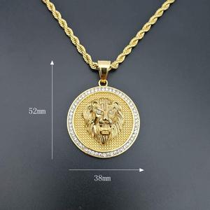 Kalung Singa Berlian Baja Tahan Karat Hip Hop, Perhiasan Pria Liontin Singa Berlian Baja Tahan Karat <span class=keywords><strong>14K</strong></span> 18K Lapis Emas - Product Image 5