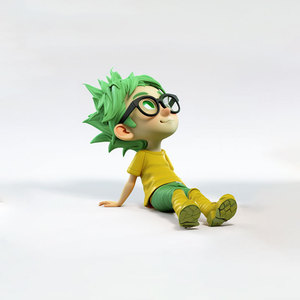 Cartoon Toy Green Hair Glasses Boy PVC Figure Q Version <b>Mini</b> Figurine <b>Desk</b> Decoration For Kids 8 13 Years - Product Image 4